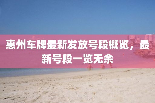 惠州車牌最新發放號段概覽,最新號段一覽無余