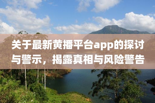 關(guān)于最新黃播平臺app的探討與警示,揭露真相與風(fēng)險(xiǎn)警告