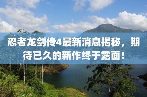 忍者龍劍傳4最新消息揭秘,期待已久的新作終于露面!