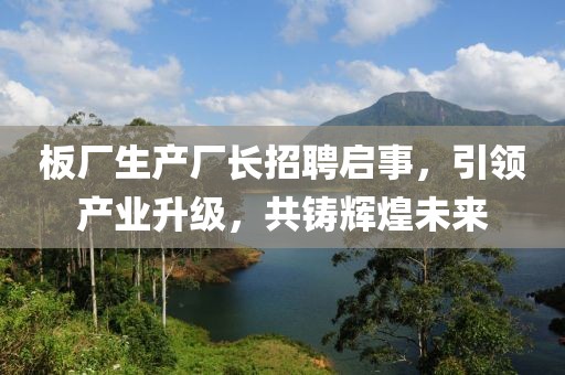 板廠生產(chǎn)廠長招聘啟事,引領(lǐng)產(chǎn)業(yè)升級,共鑄輝煌未來