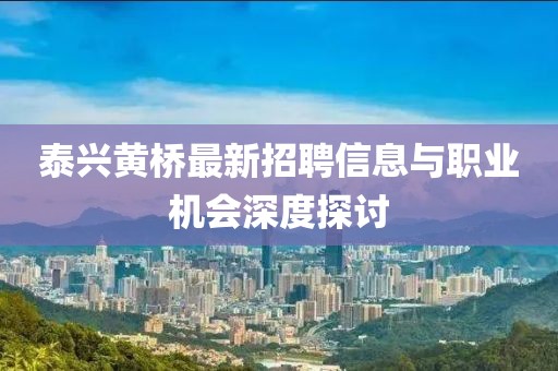 泰興黃橋最新招聘信息與職業(yè)機會深度探討