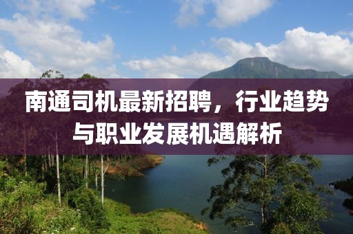 南通司機最新招聘,行業趨勢與職業發展機遇解析
