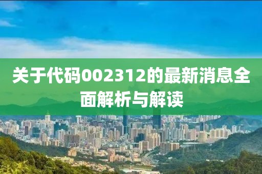 關于代碼002312的最新消息全面解析與解讀