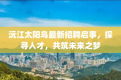 沅江太陽鳥最新招聘啟事,探尋人才,共筑未來之夢