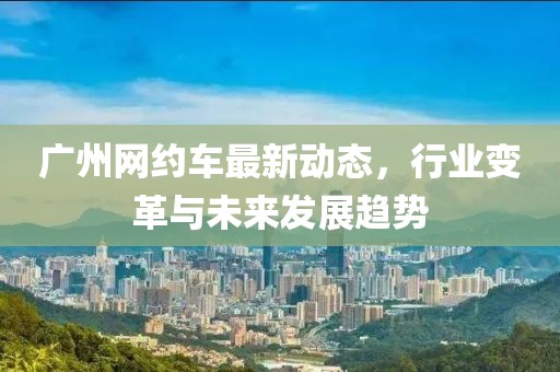 廣州網約車最新動態,行業變革與未來發展趨勢