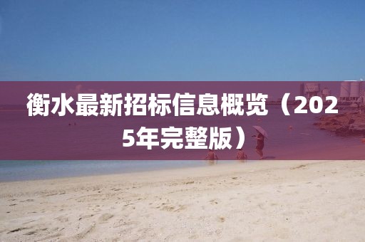 衡水最新招標信息概覽（2025年完整版）