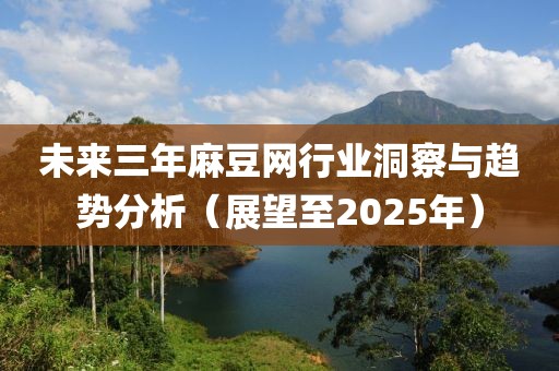 未來三年麻豆網(wǎng)行業(yè)洞察與趨勢分析(展望至2025年)