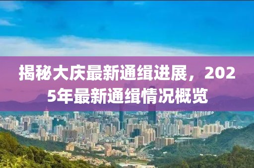 揭秘大慶最新通緝進(jìn)展,2025年最新通緝情況概覽