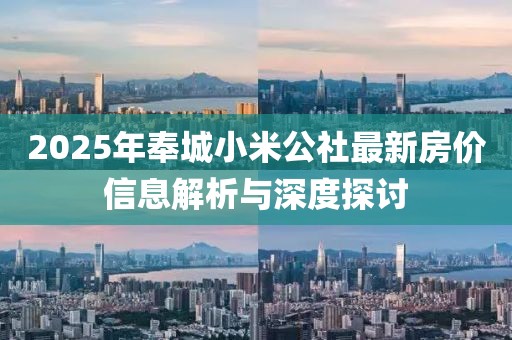 2025年奉城小米公社最新房價信息解析與深度探討