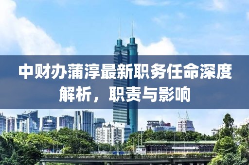 中財辦蒲淳最新職務任命深度解析,職責與影響