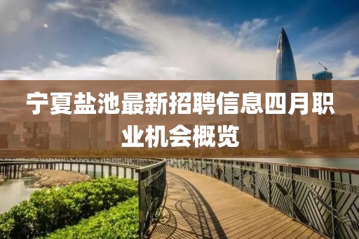 寧夏鹽池最新招聘信息四月職業機會概覽