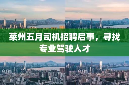 萊州五月司機招聘啟事,尋找專業駕駛人才
