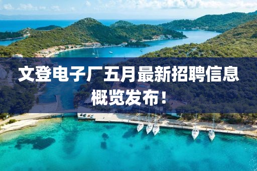 文登電子廠五月最新招聘信息概覽發(fā)布!