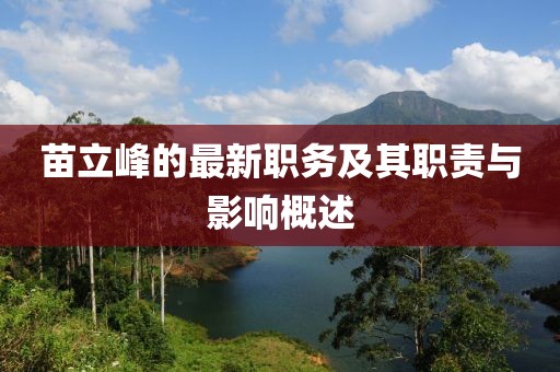 苗立峰的最新職務及其職責與影響概述