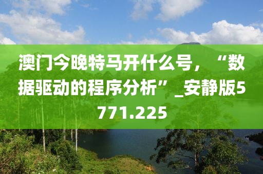 澳門今晚特馬開什么號,“數據驅動的程序分析”_安靜版5771.225