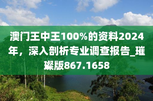 澳門王中王100%的資料2024年,深入剖析專業(yè)調(diào)查報(bào)告_璀璨版867.1658