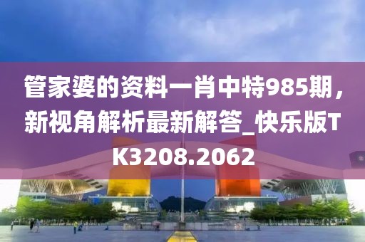 管家婆的資料一肖中特985期,新視角解析最新解答_快樂(lè)版TK3208.2062