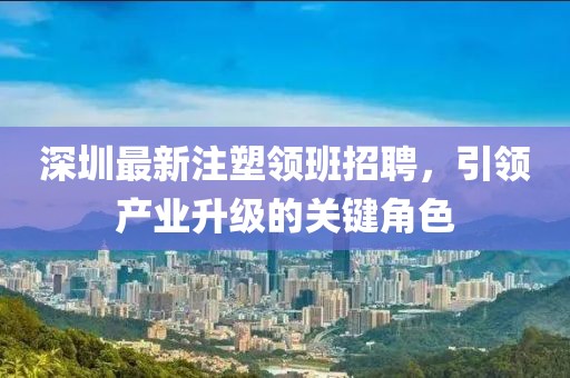 深圳最新注塑領班招聘,引領產業升級的關鍵角色