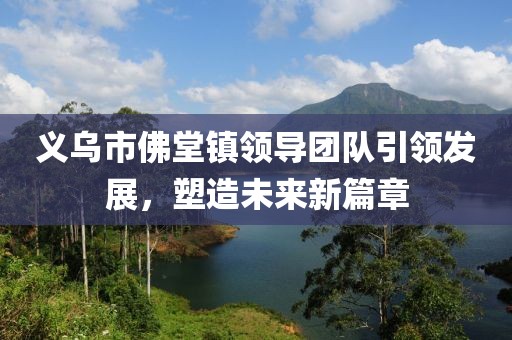 義烏市佛堂鎮(zhèn)領(lǐng)導(dǎo)團(tuán)隊(duì)引領(lǐng)發(fā)展,塑造未來新篇章